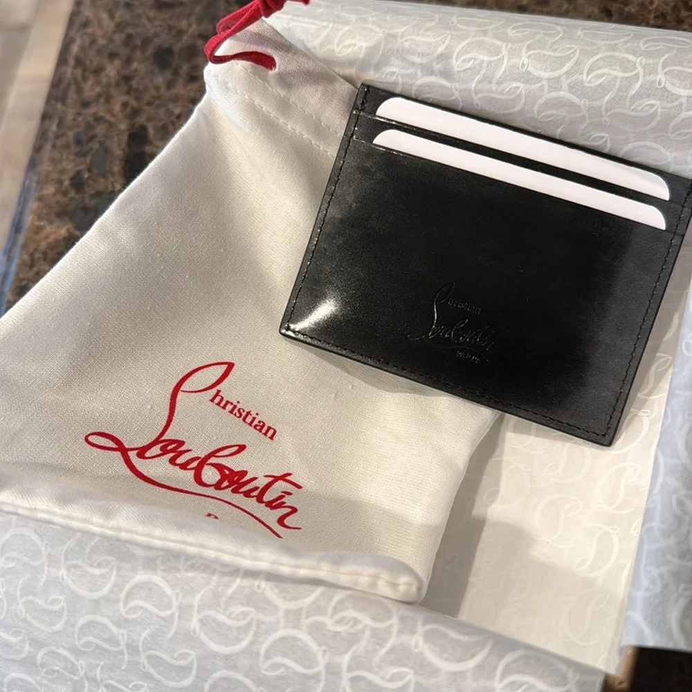 Christian Louboutin kios wallet card case gunmetal ombré silver black holder